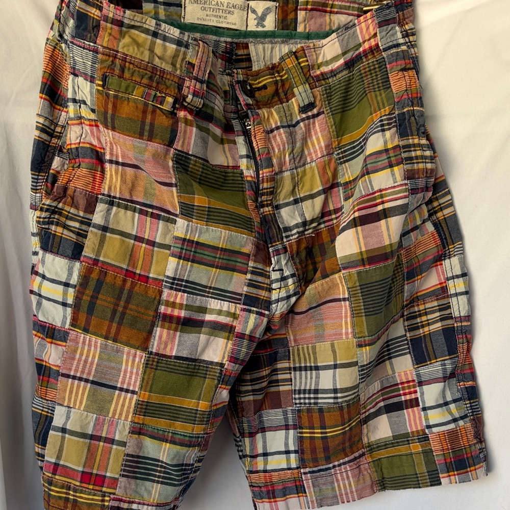 American Eagle Outfitters Patchwork Plaid Men’s Shorts - Multicolor